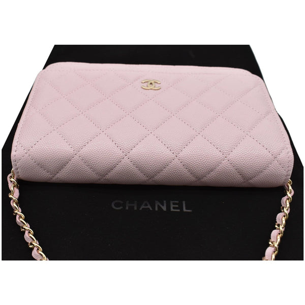 CHANEL CC WOC Caviar Leather Wallet On Chain Shoulder Bag Light Pink