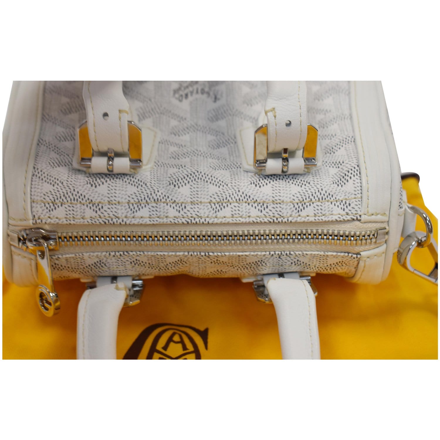 Used Goyard Poitier Clairvois White Yellow Mini Tote Shoulder Bag Finest