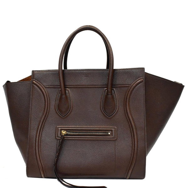 Celine Luggage Phantom Medium Leather Tote Bag Brown