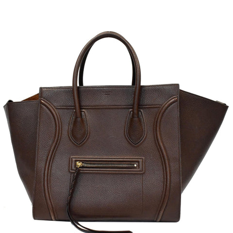 CELINE Luggage Phantom Medium Leather Tote Bag Brown