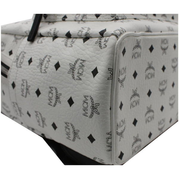 MCM Stark Visetos Coated Canvas Backpack Bag White