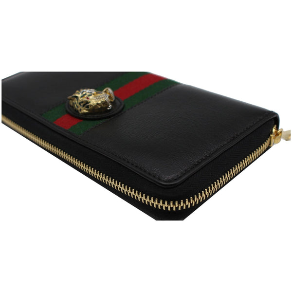 GUCCI Rajah Zip Around Leather Wallet Black 573791