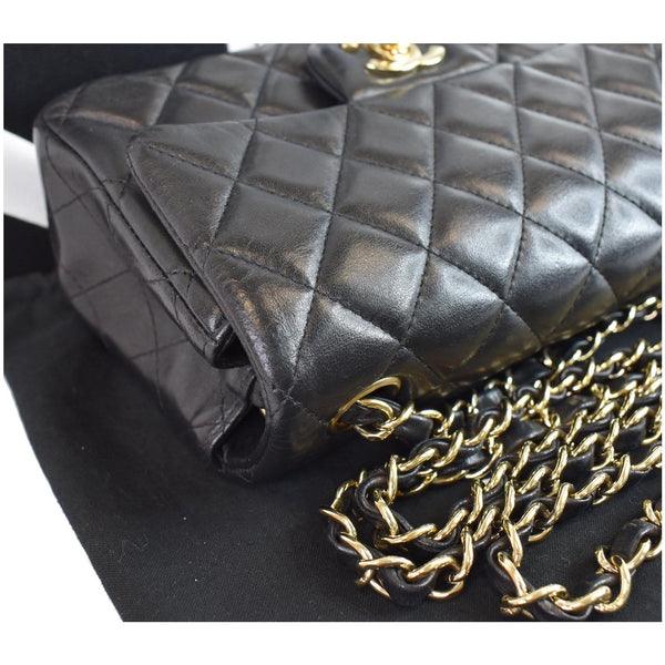 CHANEL Mini Rectangular Flap Quilted Lambskin Leather Shoulder Bag Black