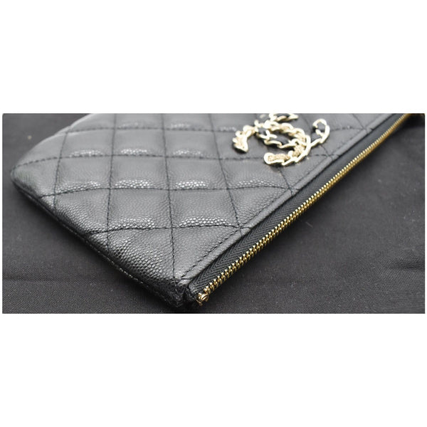 CHANEL French New Wave CC Caviar Quilted Pouch Black