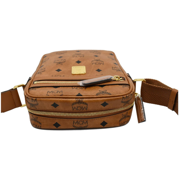 MCM KL Mini Visetos Monogram Canvas Crossbody Bag Cognac