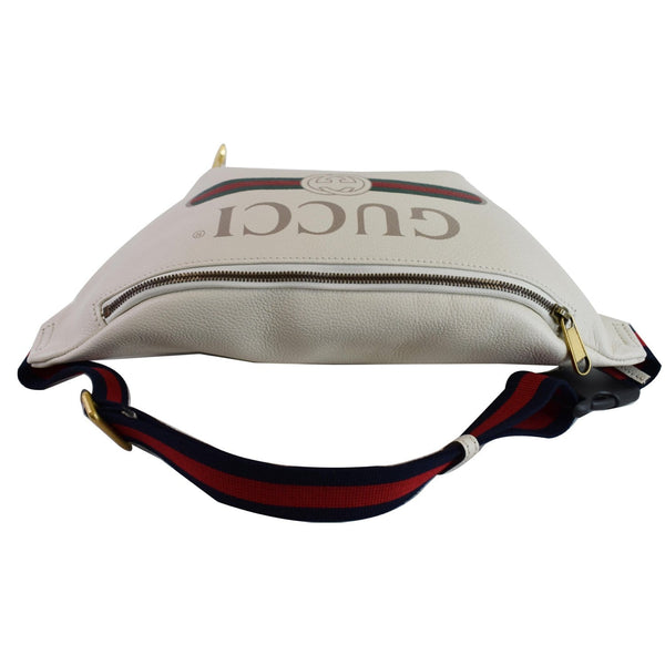 GUCCI Print Leather Medium Belt Waist Bum Bag White 530412
