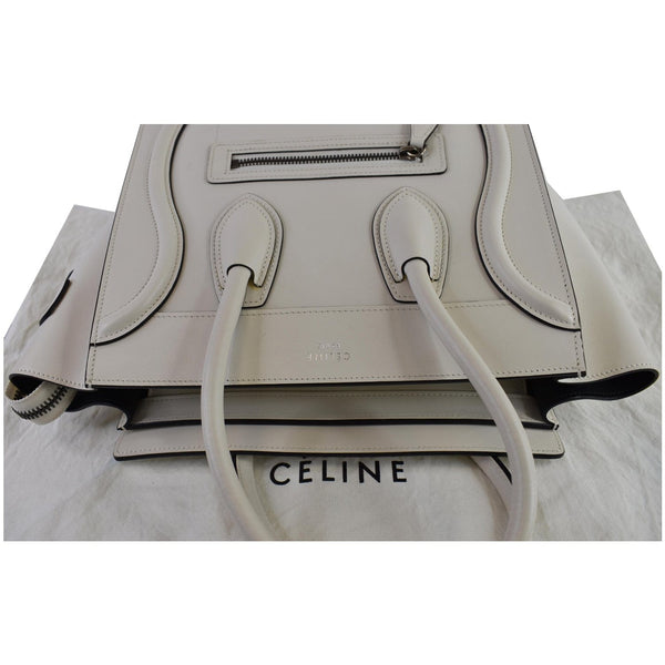 CELINE Mini Luggage Smooth Leather Tote Bag White