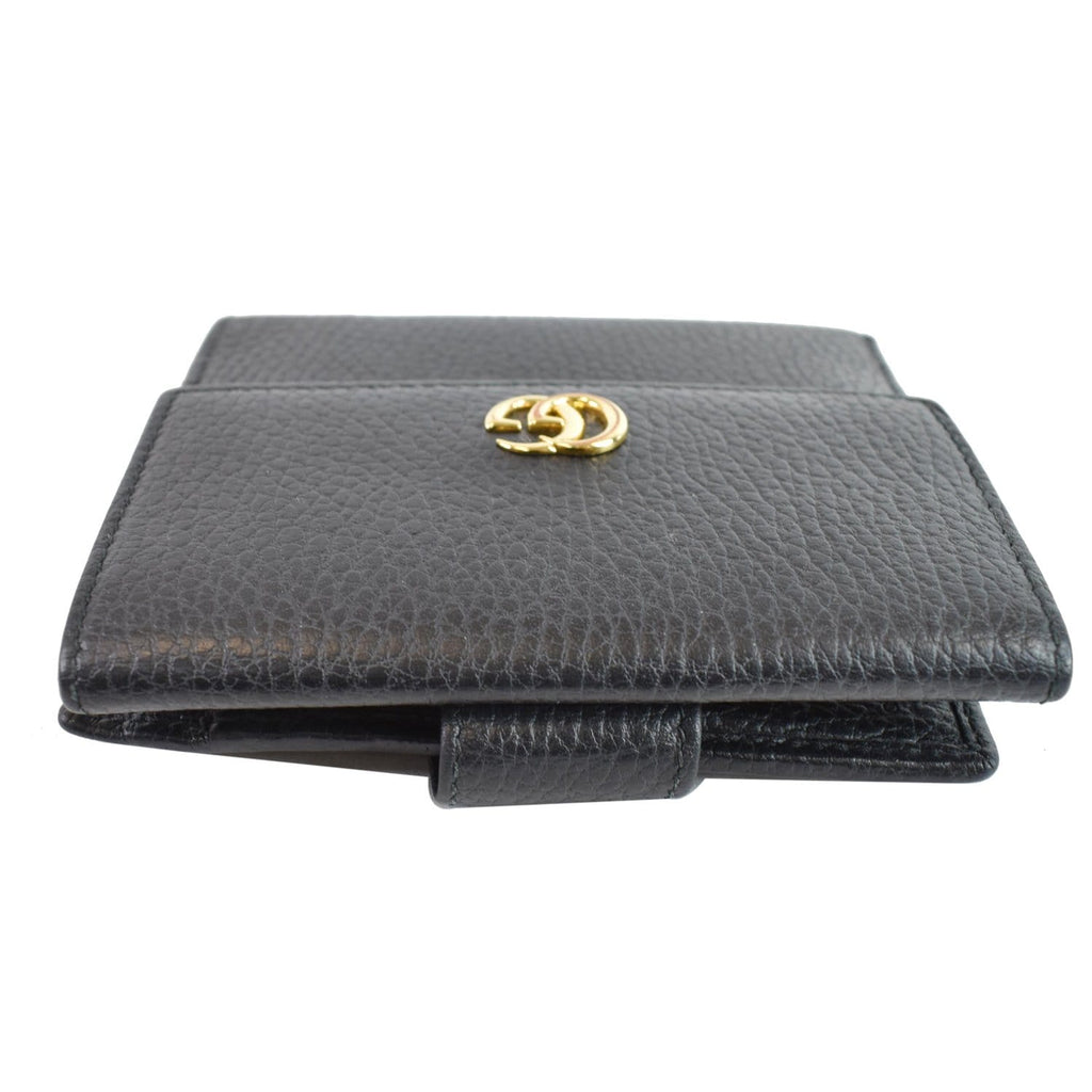 Gucci French Flap Leather Wallet Black Code 456122