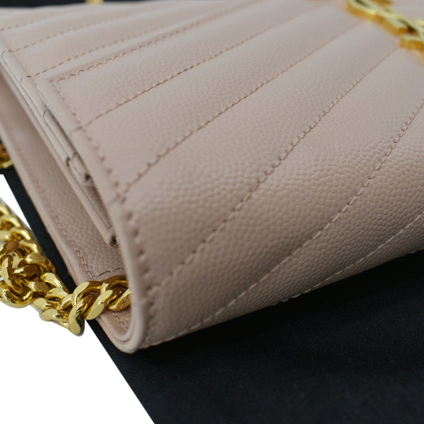 YVES SAINT LAURENT Grain De Poudre Chain Wallet Pink
