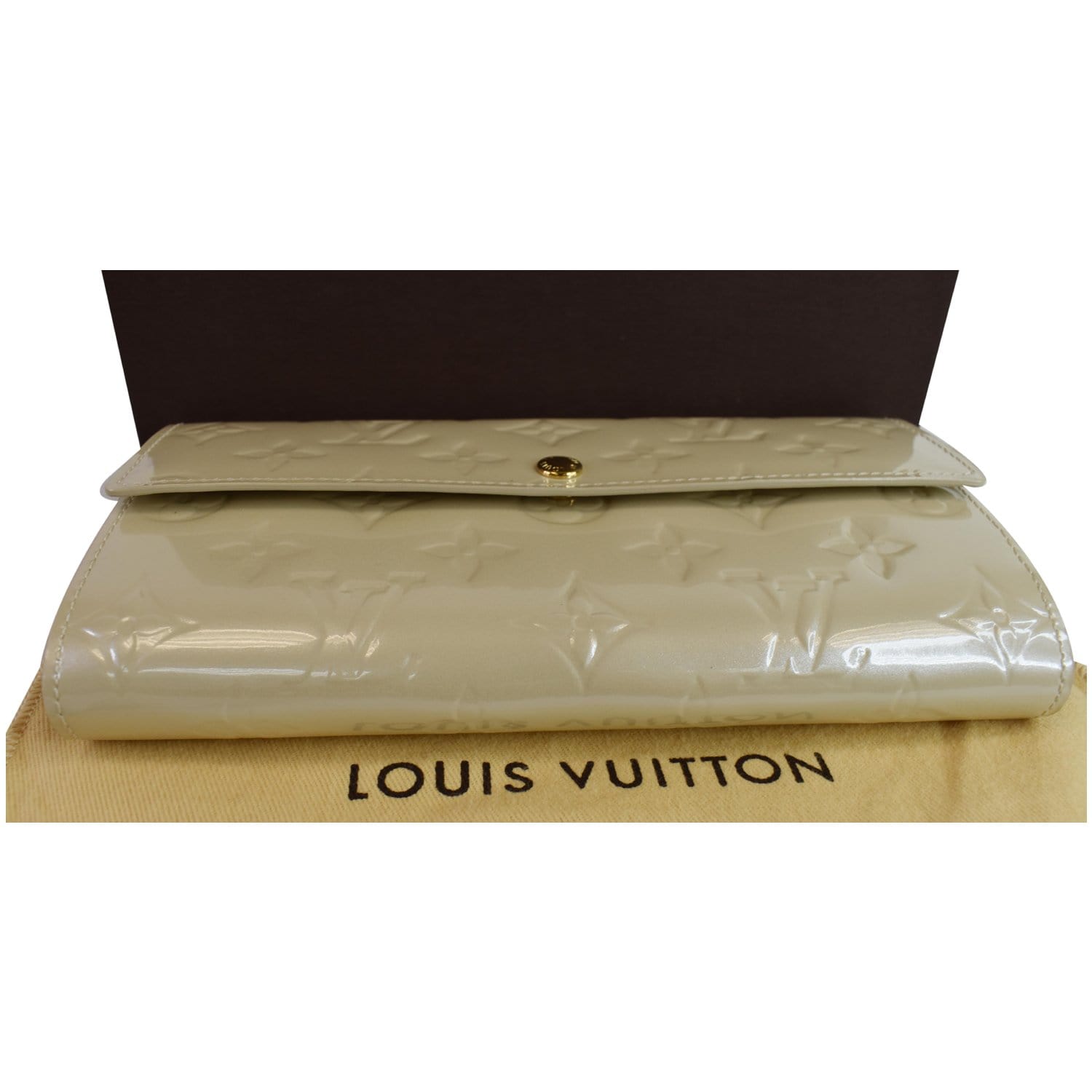 $350 Louis Vuitton Monogram Vernis Cream White Cles Coin Purse