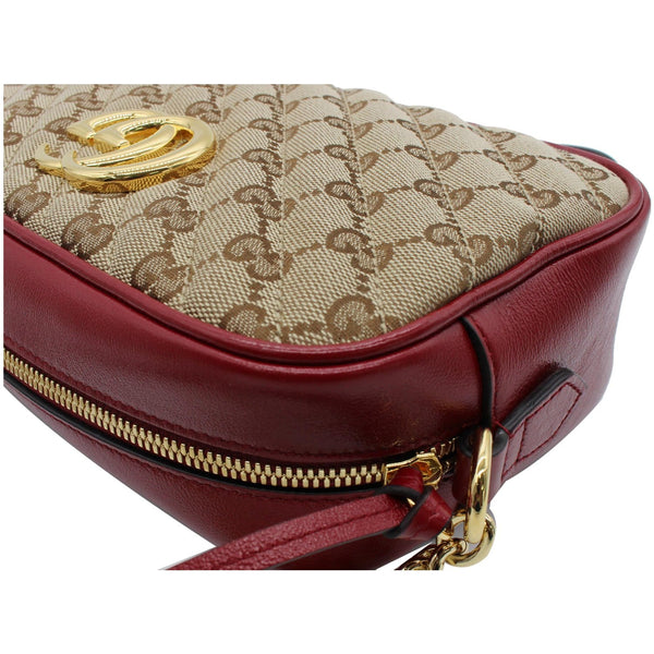 GUCCI GG Marmont Small Matelasse Canvas Leather Crossbody Bag Beige 447632