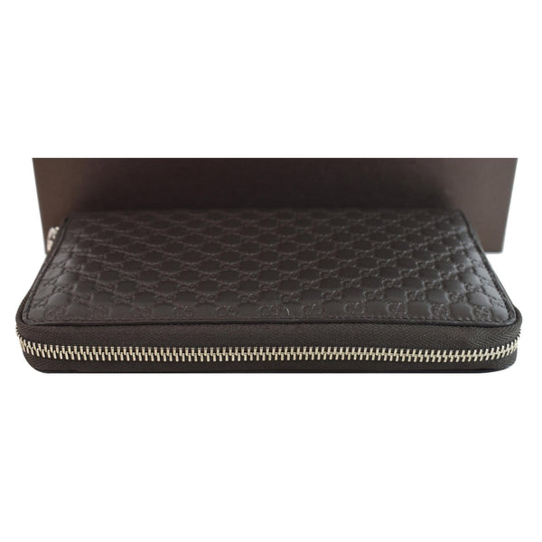 GUCCI Micro GG Guccissima Leather Zip Around XL Wallet Dark Brown 391465