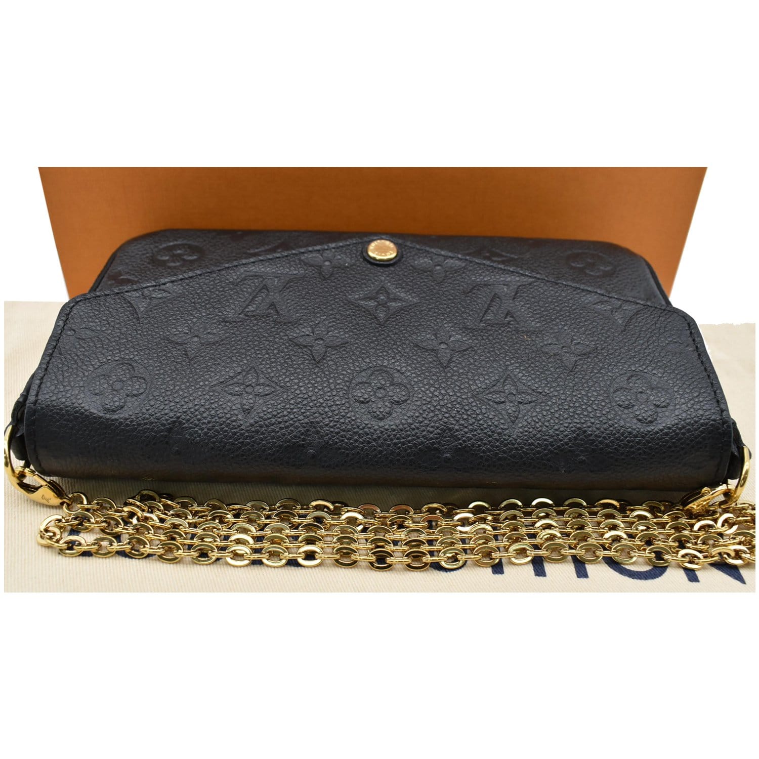 louis vuitton black purse with gold chain