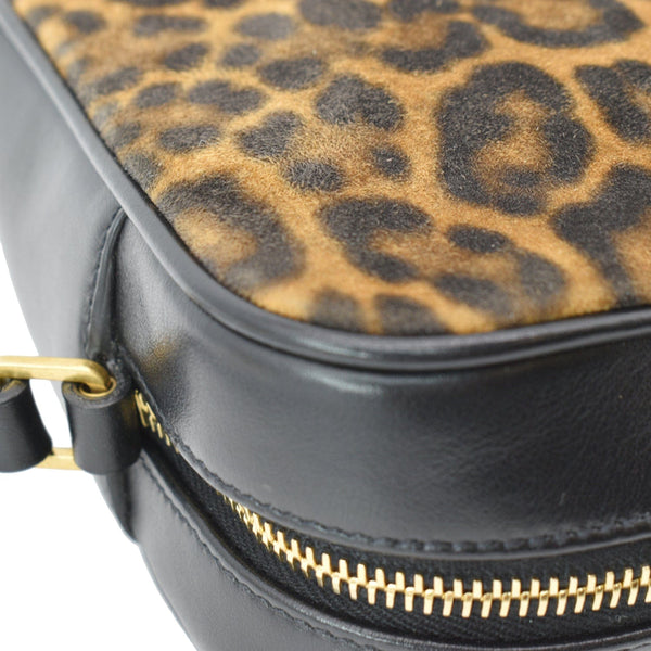 YVES SAINT LAURENT Lou Camera Leopard-Print Leather Crossbody Bag Black