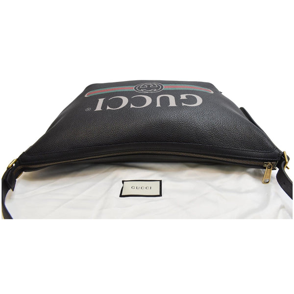 Gucci Half Moon Logo Calfskin Leather Hobo Shoulder Bag - top zipper bag | DDH