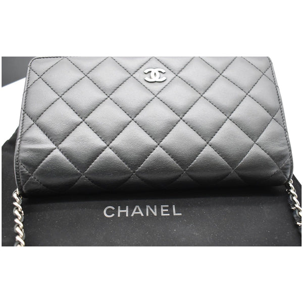 CHANEL WOC Lambskin Leather Chain Crossbody Bag Black