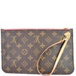 LOUIS VUITTON Pochette Wristlet Pouch Monogram Canvas Neverfull MM Brown