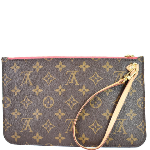 LOUIS VUITTON Pochette Wristlet Pouch Monogram Canvas Neverfull MM Brown
