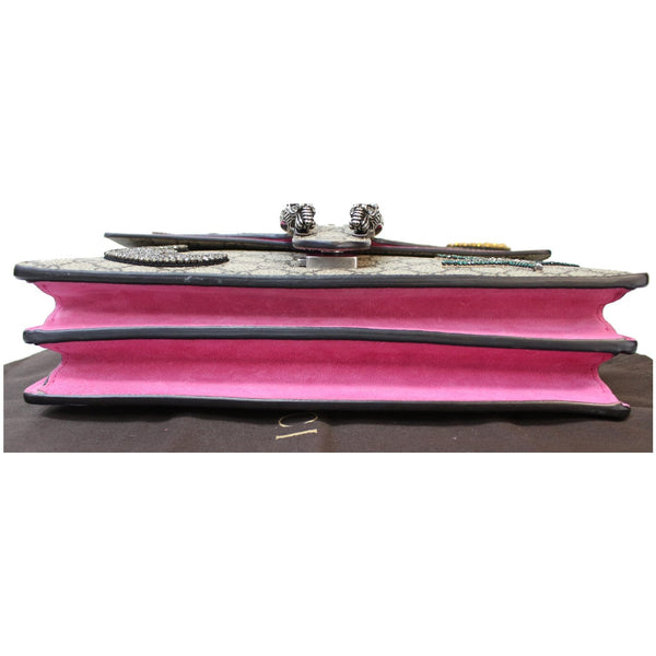 GUCCI Dionysus Embroidered Medium GG Supreme Shoulder Bag Beige