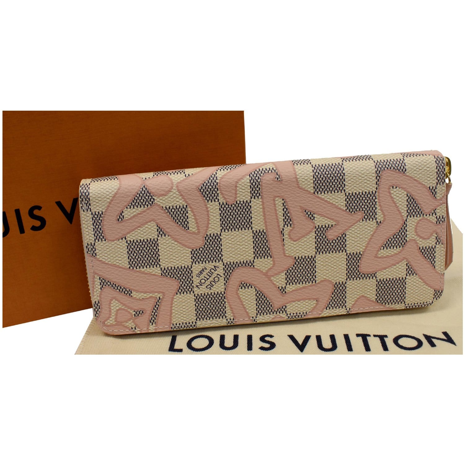 Louis Vuitton Wallet Damier Azur LV Signature Logo Ivory Gold Light Pink  Bifold