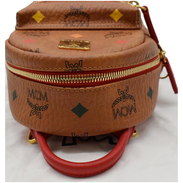 MCM Skyoptic Stark Bebe Boo X Mini Visetos Backpack Bag Cognac