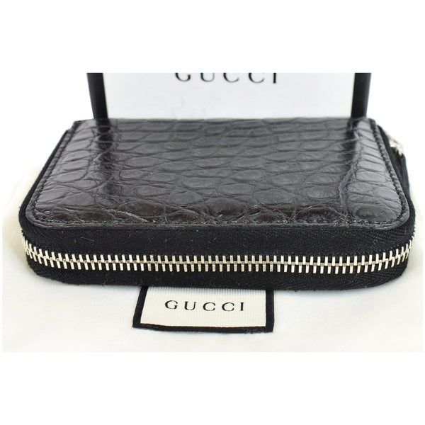 Gucci Embossed Crocodile Zip Around Bifold Wallet - zip front