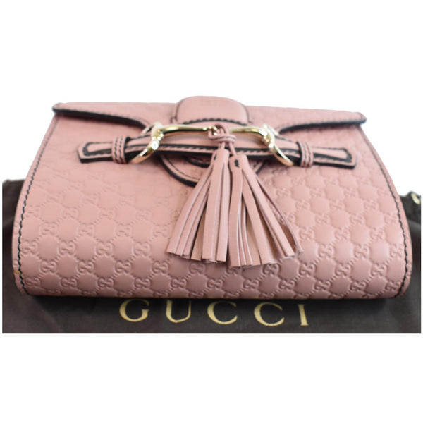GUCCI Emily Mini Micro GG Guccissima Leather Shoulder Bag Pink 449636
