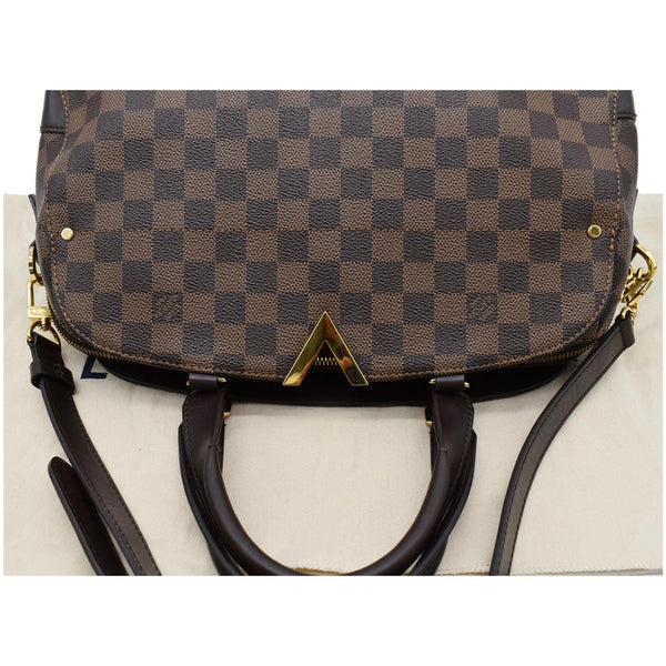 LOUIS VUITTON Kensington Bowling Damier Ebene Satchel Bag Brown