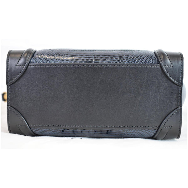 CELINE Micro Luggage Bi-Color Lizard Calfskin Tote Bag Black