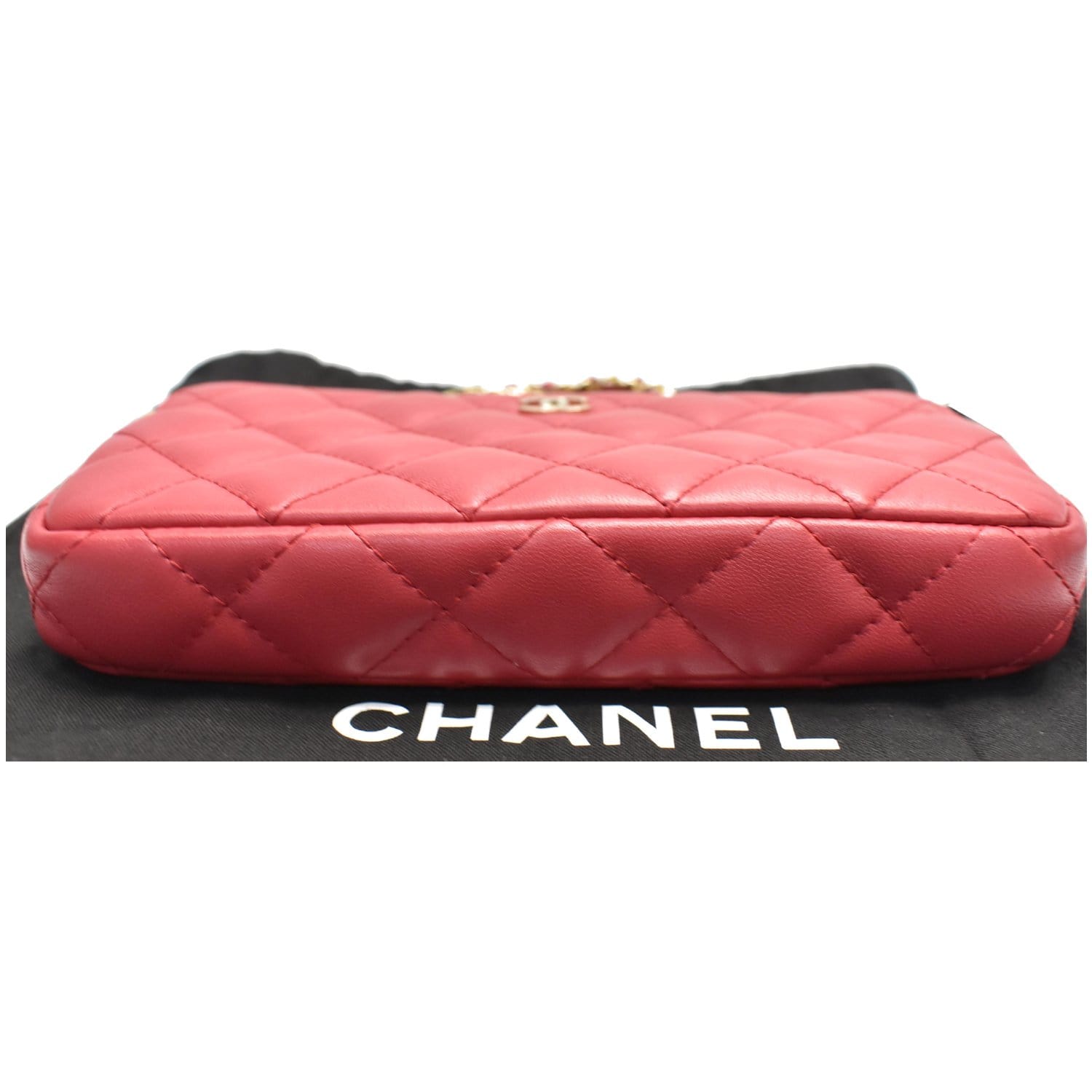 Red Topstitched Lambskin Wallet on Chain (WOC)