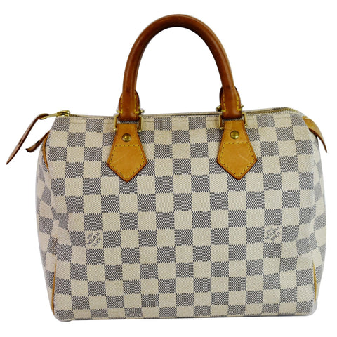 LOUIS VUITTON Speedy 25 Damier Azur Satchel Bag White