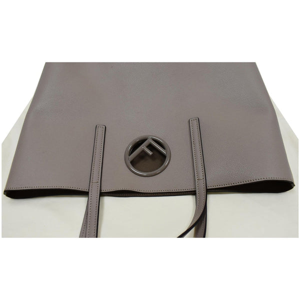 FENDI F Logo Calfskin Leather Shopping Tote Bag Taupe - Final Sale