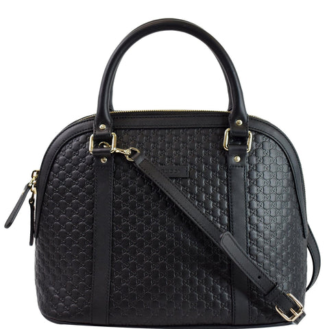 GUCCI Dome Medium Microguccissima Leather Shoulder Bag Black 449663