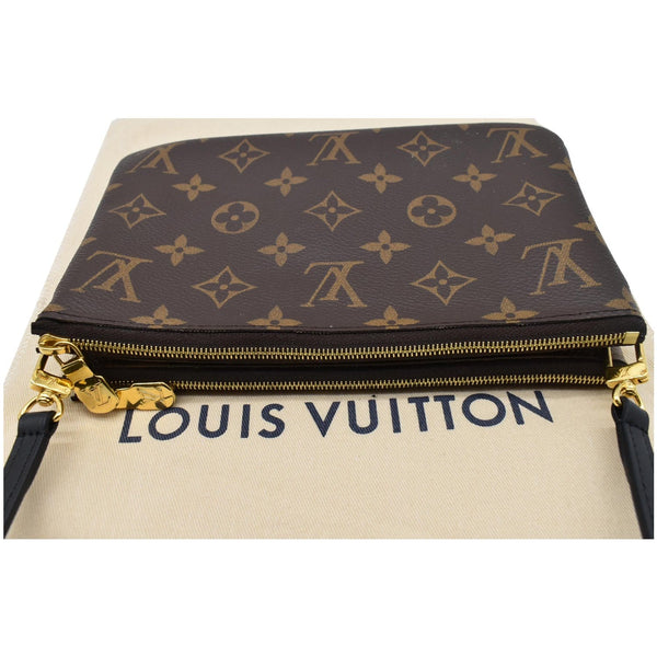 LOUIS VUITTON Double Zip Pochette Reverse Monogram Giant Shoulder Bag Brown