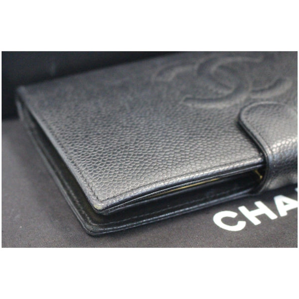 CHANEL Long Bi-Fold Caviar Leather Wallet Black