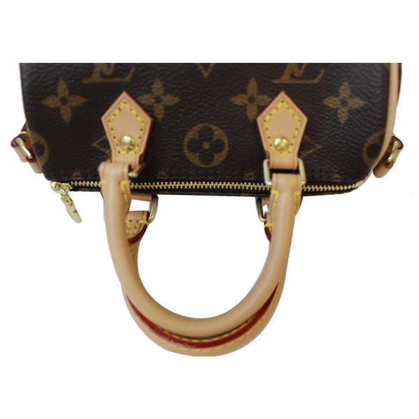 LOUIS VUITTON Nano Speedy Monogram Canvas Crossbody Bag Brown