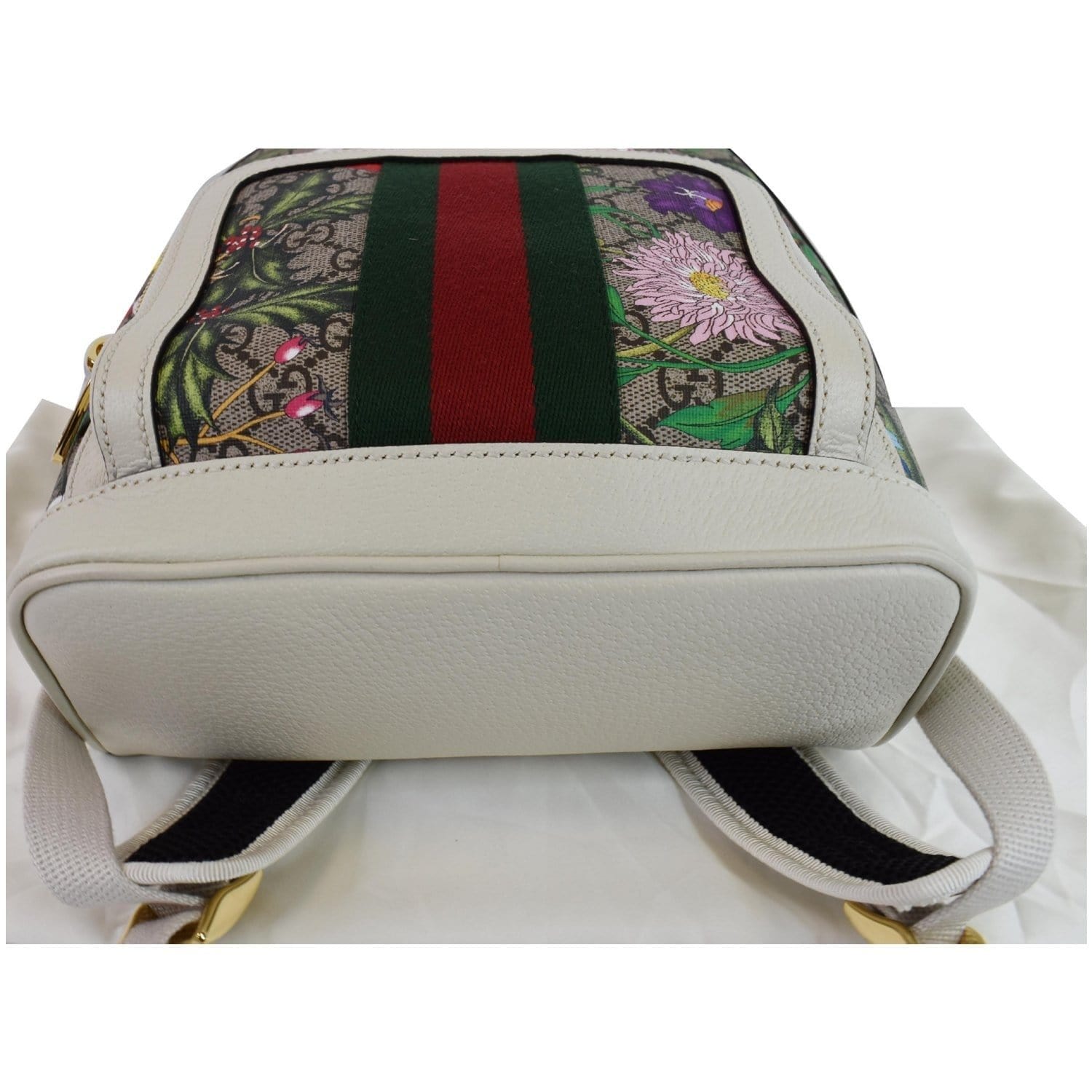 Gucci Ophidia GG Supreme White Floral Canvas Leather Small Ladies Backpack  For Sale at 1stDibs