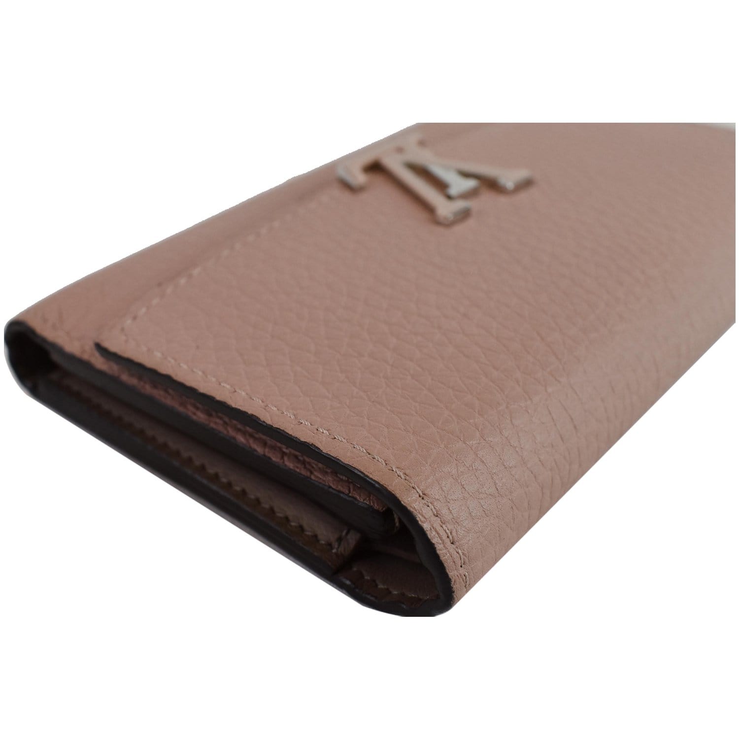 Louis Vuitton Capucines Compact Wallet Bi-Fold Taurillon Leather Metal Gray  Silv