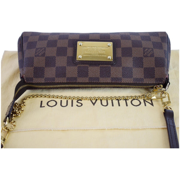 LOUIS VUITTON Pochette Eva Damier Ebene Clutch Crossbody Bag Brown