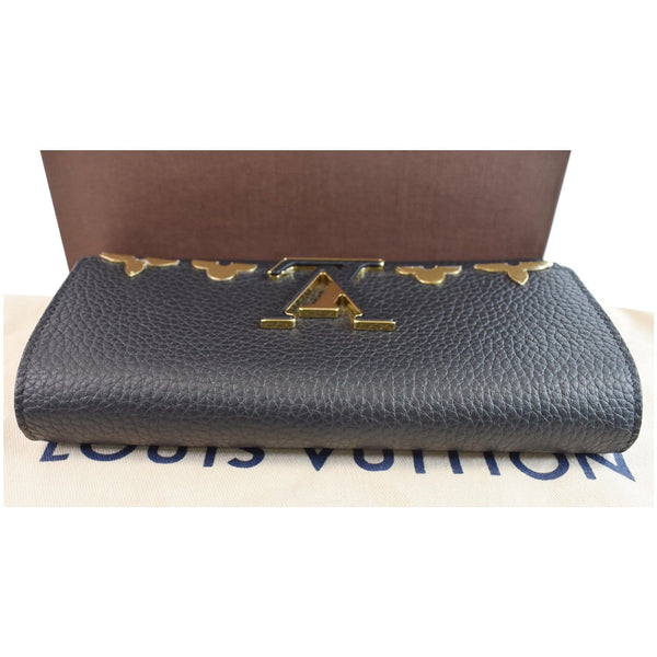 LOUIS VUITTON Capucines Crown Flowers Taurillon Wallet Black