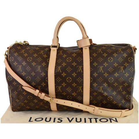 LOUIS VUITTON Keepall 50 Bandouliere Monogram Canvas Travel Bag Brown