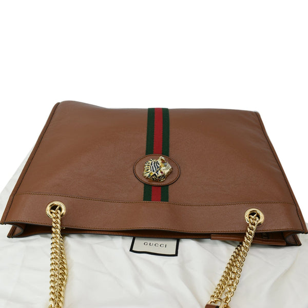 GUCCI Rajah Large Leather Tote Shoulder Bag Brown 537219