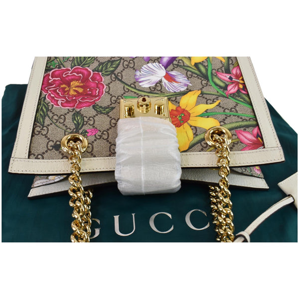  Gucci Padlock Flora GG Supreme Canvas Small handbag top view