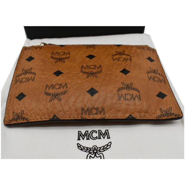 MCM Key Pouch Visetos Monogram Canvas Wallet Cognac