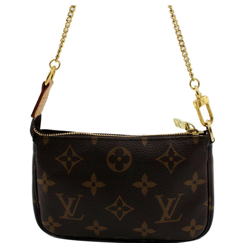 LOUIS VUITTON Mini Pochette Monogram Canvas Accessoires Pouch Brown