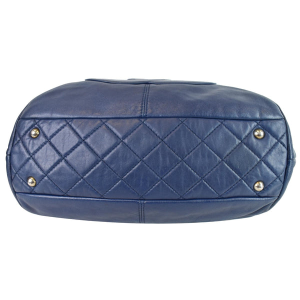 CHANEL Soft CC Shopping Leather Tote Shoulder Bag Blue