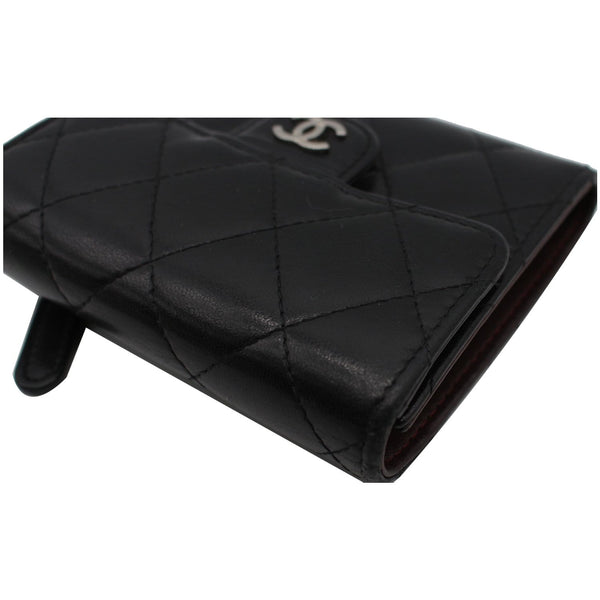 CHANEL CC Classic Small Flap Leather Compact Wallet Black