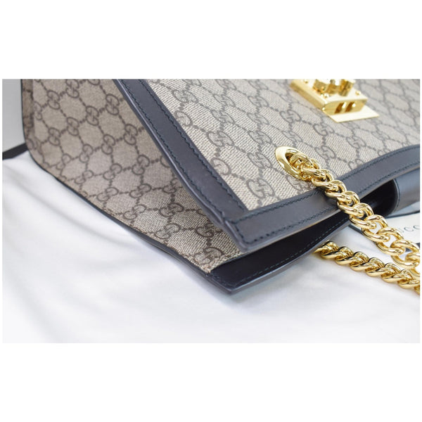 Gucci Padlock Medium GG Supreme Canvas Shoulder Bag - black seams