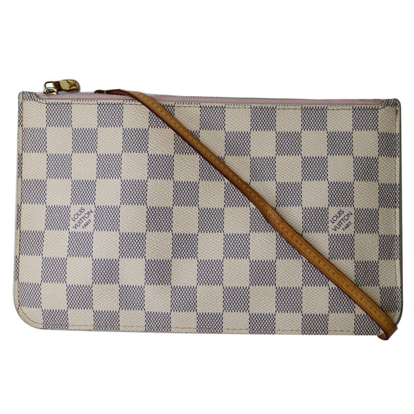 Louis Vuitton Wristlet Damier Azur Neverfull MM Pouch - full front view