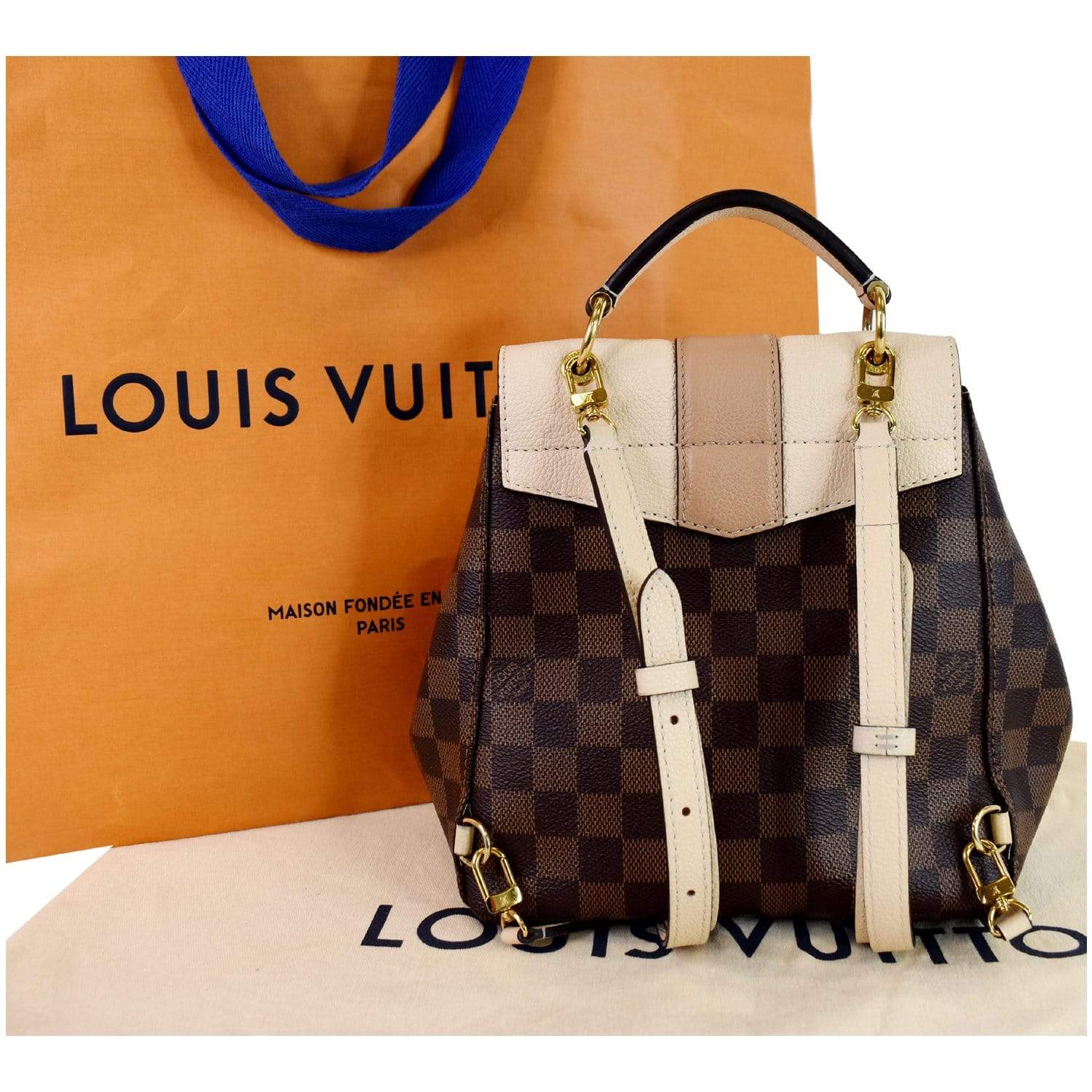Louis Vuitton Clapton Backpack Damier and Leather Brown 1010641